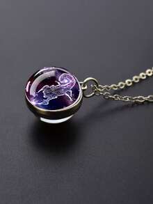 1pc 12 Zodiac Constellation Necklace, Starry Night Glow Glass Ball Pendant Necklace, Suitable For Men And Women, Birthday Gift - Silver - View 7