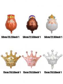 Set Of 6 King-Themed Gold, Silver, And Rose Gold Crown Balloons; Reusable And Inflatable; Perfect For Birthday Parties With A "Prince" Theme, As Well As Indoor And Outdoor Decorations For Patios, Porches, Storefronts, Gardens, And Home Gatherings - A - View 6