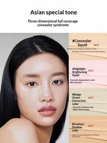 The Saem Liquid Concealer High Coverage Conceals Dark Circles, Spots, Acne, Multi-Functional Brightening And Contouring Makeup, Multiple Shades - Natural Beige #1.5 - View 3