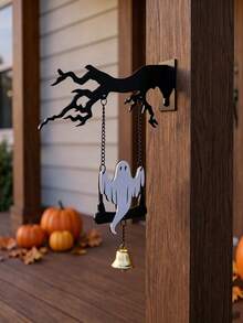 2/1 buah Dekorasi Gantung Akrilik Halloween Kreatif Ranting Pohon Mati Hantu Kelelawar Lonceng Tanda Selamat Datang Dekorasi Suasana Dinding - Ornamen akrilik Halloween - View 4