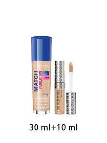 Rimmel [組合] Match Perfection 完美底妝 柔滑經典象牙色 101 冷調 30ml + The Multi-Tasker 保濕遮瑕膏 050 沙色 10ml - 101 柔和經典象牙色 冷色調+050 沙色 - 查看 2