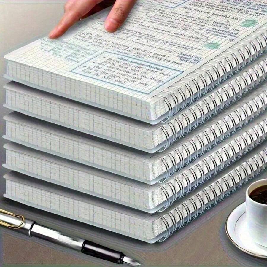 1本 80張 160頁 A5格線筆記本附1支筆,厚紙材質,精美A5螺旋筆記本,適合辦公、筆記、素描、草圖、日程表、繪畫與書寫用品 - 套裝 - 查看 1