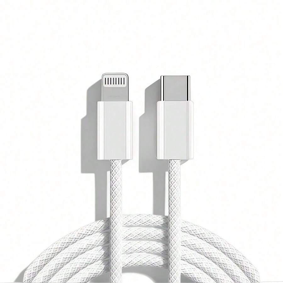 Lightning 快充線 Type-C 閃電快充 高密度編織彩色 PD 快充線 適用於 iPhone 14/13/12/11 等系列 Lightning 充電線 - 白色 - 查看 1