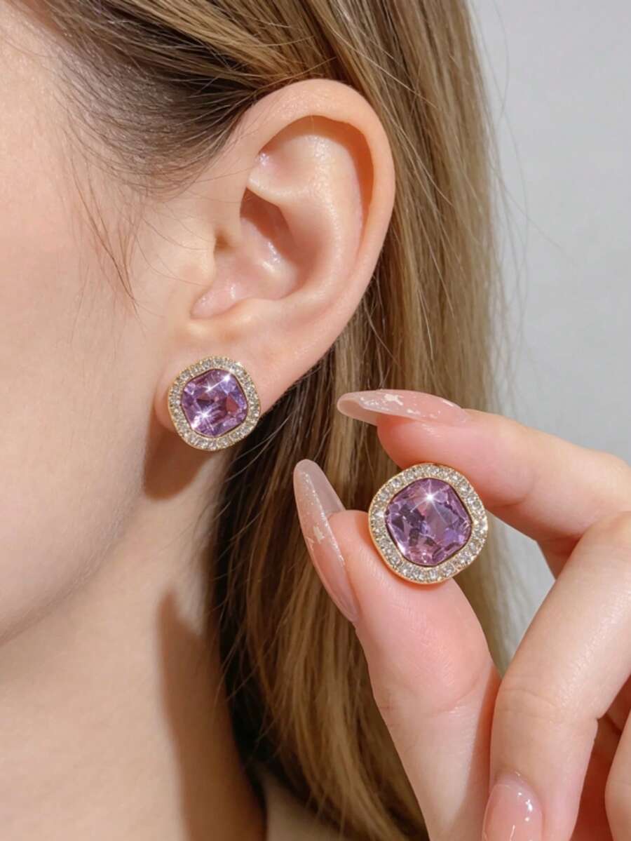 1 Pair Of Fashionable Personalities Exquisite And Elegant Earrings Suitable For Women's Daily Commuting - Pink - View 1