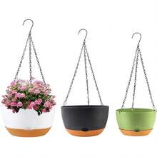Outdoor Hanging Plant Basket, 8 Inch Plastic Indoor Hanging Planter With Drainage Holes And Chain, Suitable For Garden And Porch Plants - New Model - View 9