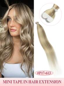 10Pcs Mini Tape In Hair Extensions Human Hair 14inch Blond Straight Human Hair Tape In Hair Extensions Invisible Silky Hair Seamless Skin Weft Human Hair Extension 10g Lightweight Tape Ins Easy To Wear For Daily &Party&Wedding - Multicolor - View 11