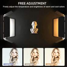 Professional LED Photography Spotlight (160cm, With Adjustable Tripod) And Portable Square Fill Light (With Diffuser), Suitable For Photography, Live Streaming And Meetings; Provides Powerful Lighting, Ideal For Parties, Selfies, Video Recording And Zoom Calls; No Battery Required, Suitable For Photography And Vlogging, Includes Stand - Black - View 4