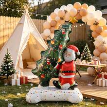 1pc 150cm Extra Large Santa Claus Christmas Tree Shaped Base Cartoon Aluminum Foil Balloon - View 6