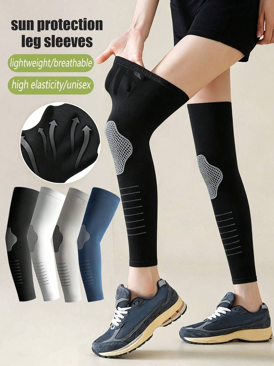 1/2/4 Pairs Unisex Ice Silk UV Protection Over-The-Knee Leg Warmers, Thin Leg Warmers For Spring/Summer/Autumn, Sports Cycling Leg Sleeves With Cooling Effect - Multicolor - View 1