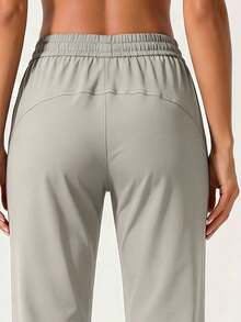 AHTELB Women's Summer Lightweight Flared Pants, Elastic Waist Drawstring Design, Thin Stretch Breathable Quick-Dry Yoga Workout Sports Flared Pants, Ribbed Elastic Drawstring Waistband, Adjustable Fit, No Pressure, 3D Cut Design, Simple Yet Stylish, Loose Straight Leg, Flattering For All Leg Shapes, Hiking Pants, For Friends, Wives, And Girlfriends. - Beige - View 5