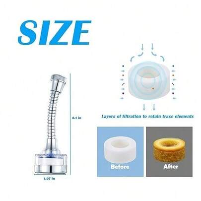 Sink Water Filter,360° Rotating Faucet Water Filter,Kitchen Bathroom Universal Swivel Sink Filter,With Extension Tube Removes Chlorine Fluoride Heavy