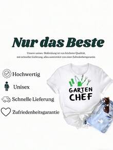 T-Shirt mit deutschem Text "Gartenarbeit" im Y2K-Stil, lockere Passform, Unisex, für Männer und Frauen, Streetwear für Strand, Fotografie und Urlaub, bequem. - Weiss - Übersicht 5