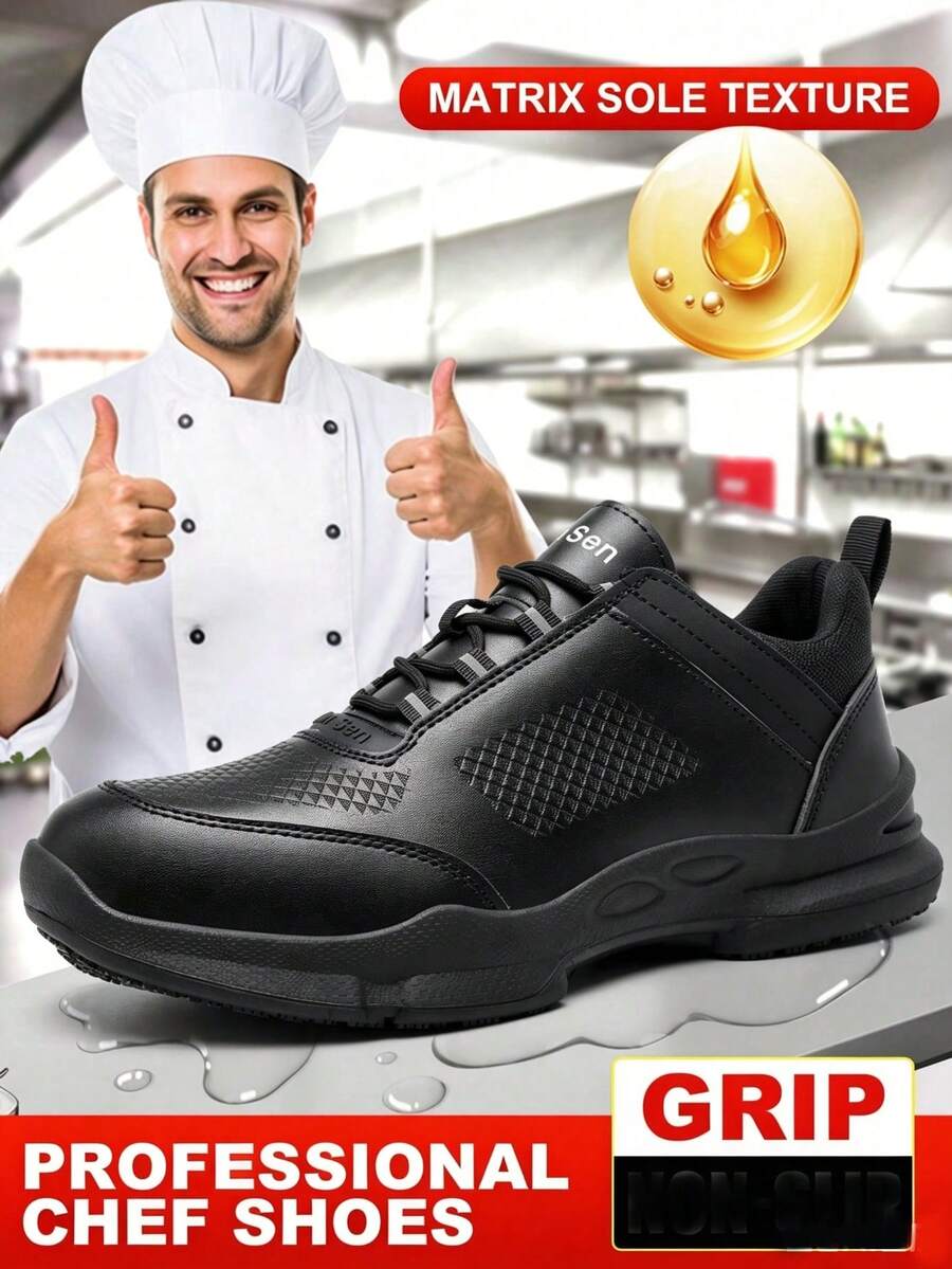 Men's Chef Shoes,Lightweight Breathable Kitchen Shoes,Easy-To-Clean,Wear-Resistant Men's Work Shoes,For Food Factories,Hotels,Kitchen Back-Of-House