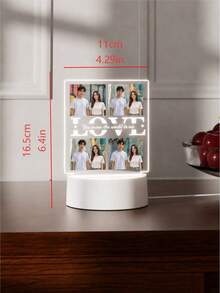 Customizable Night Light With Photo Or Text, Personalized Lamp For Anniversary, Wedding, And Birthday Gift For Girlfriend And Friends, Healing Light Gift - 3mm Small Square + Love02 - View 3