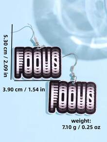 1對創意趣味時尚獨特標語 Focus 壓克力耳環，女款日常佩戴派對飾品 - 彩色 - 查看 5