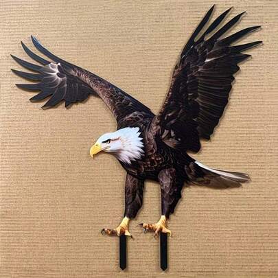 2D Flat Print Majestic Eagle Garden Stake - Acrylic Outdoor Lawn Art, Perfect Choice For Halloween And Holiday Decor
