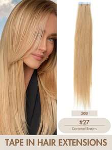 20pcs/Pack Tape-In Hair Extensions, Human Hair, 12-24 Inches, Invisible Tape-In Hair Extensions, Seamless Double-Sided Tape Hair Extensions, Human Hair Tape-In Hair Extensions, Christmas Hair Extensions - Multicolor - View 99