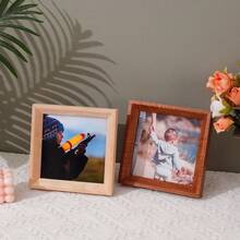 1/3pcs Square Natural Wooden Photo Frames, Dual-Color Light Oak And Dark Walnut Desktop & Wall-Mounted Frames, Minimalist Rustic Style Square Portrait Frames, Suitable For Children, Baby, Family Milestone Photography, Ideal For Nursery, Bedroom, Living Room And Apartment Decor, Children's Growth Memory Display Gift, Suitable For Baby Shower, Housewarming, Birthday And Other Occasions - Multicolor - View 5