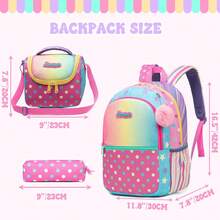 Conjunto de mochila escolar 3 en 1 para niñas, mochila estampada con bolso bandolera y estuche para lápices, diseño lindo, ligero y duradero, adecuado para estudiantes - Mochila escolar infantil - Ver 7