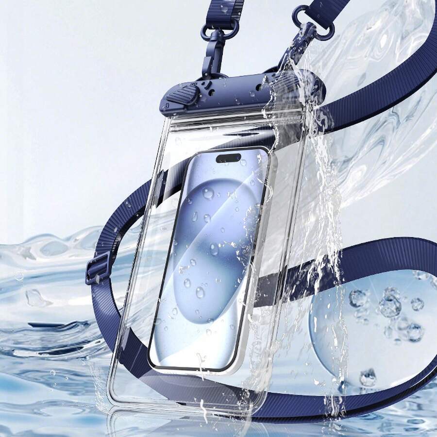 1 Piece Anti-Slip Snap-Fastening Waterproof Mobile Phone Storage Bag, Made Of Thick And Wear-Resistant PVC, Suitable For Outdoor Activities Such - Multicolor - View 1