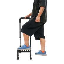 YUNRUX Step Ladder, Ramp For Adults With Handrail, Metal Step Ladder Black - A - View 1