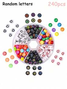 1pc 240pcs Acrylic Colorful Number & Letter Beads Box, DIY Bracelet Letter Beaded Accessories - Multi-color Letters - View 9