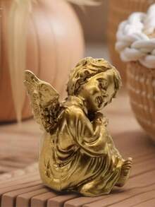 1pc Contemplative Angel Design Home Decor Resin Material, Meditation Angel Statue Craft - Perfect Gift For Birthday, Graduation, Suitable For Indoor And Outdoor Decoration, Prayer Room, Garden, Home And Office - Spiritual Gift Creative - 1PC - View 4