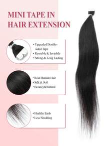 10Pcs Mini Tape In Hair Extensions Human Hair 14inch Blond Straight Human Hair Tape In Hair Extensions Invisible Silky Hair Seamless Skin Weft Human Hair Extension 10g Lightweight Tape Ins Easy To Wear For Daily &Party&Wedding - Multicolor - View 4