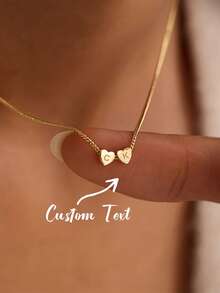 Custom 3D Heart Initial Name Necklace, Stainless Steel Personalized Multi-Letter Pendant, Romantic Elegant Jewelry, Birthday Wedding Christmas Gift - As Shown - View 2