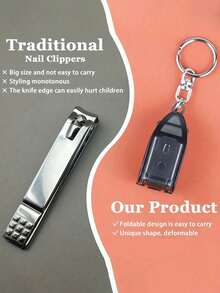3/2/1pc Travel Nail Clipper Set With Keychain, Stainless Steel Portable Folding Nail Trimmer, Mini Grooming Tool, Travel Essential, Vanity Accessory, Affordable Beauty, Holiday Must-Have, Gift For Women - Multicolor - View 3