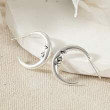Fashion Crescent Element Earrings, Minimalist Versatile, Women's Preferred Gift Accessory - Silver - View 6