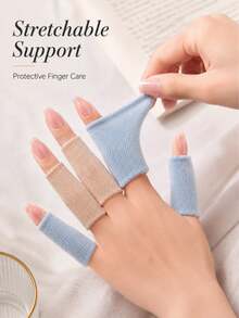 Elastic Breathable Finger Sleeves, Multi-Color Finger Protectors For Thumb Support, Pressure Relief & Anti-Friction, Soft Stretch Hand Care Covers For Writing, Work, Sports, Gaming & Daily Use - Multiple Styles - View 6