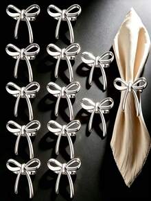 6/12pcs Butterfly Napkin Rings, Metal Butterfly Napkin Clips, Reusable, Suitable For Home Gatherings, Banquets, 3D Gold Ribbon Butterfly Napkin Clips, Suitable For New Year Table Decor, Party Holiday Supplies - Multiple Styles - View 3