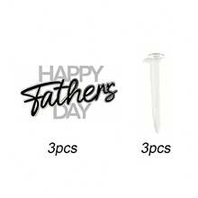 1pc/3pcs Acrylic "Happy Father's Day" And "Happy Father's Birthday" Cake Topper Set - Gold/Black/Blue/Silver "World's Best Dad" Cake Decoration For Men's Birthday And Father's Day Party Supplies - Multicolor - View 9