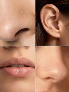 36Pcs/Set Clear Piercing Jewelry Plastic Earrings Nose Rings Studs Septum Belly Button Ring Piercing Retainers For Surgery Work Sports Back To School - Clear - View 3