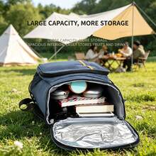 18L Large Capacity Thickened Waterproof Durable Insulated Ice Bucket Backpack Cooler Bag Lunch Box, Suitable For Picnic, Dinner, Daily Essentials, Outdoor Camping, Lawn, Beach, Party, Gathering, Kitchen, Office - Black - View 10