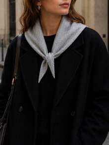 1件純色小尺寸羊毛混紡針織優雅風三角圍巾，適合戶外旅行、出遊、返校季，秋冬穿搭 - 彩色 - 查看 19
