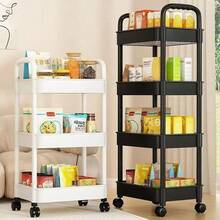 Multifunctional Rolling Storage Cart - Suitable For Kitchen, Living Room And Bedroom - Can Store Stationery, Snacks, Small Items - Durable Plastic Structure, Multifunctional Trolley, Vertical Storage Rack - Multicolor - View 4