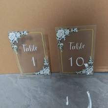 Acrylic Wedding Table Numbers 1-20, With Stands, Clear Signage, Printed Table Numbers, 1 Set Of 20 Pieces - A - View 7