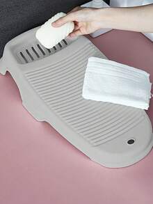 1pc Cute Minimalist Plastic Non‑Slip Washboard, Raised Strip Texture With Bottom Slot, Stable Support Feet, Portable Hand Laundry Scrub Board For Dorm Bathroom Basin Underwear Small Clothes Washing - Multicolor - View 9