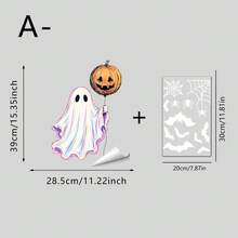 1/4pcs Halloween Cute Ghost Static Window Clings Bow Bats Reusable Double Sided Glass Stickers For Halloween Holiday Party Home Decoration - Ghost Window Stickers - View 15