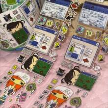 35cm/Loop 可愛 Y2K 復古 Dreamcore 網紅金魚亮片 PET 壓切貼紙，DIY 黏貼卡、手帳、剪貼簿、照片卡素材 - 黑色 - 查看 3