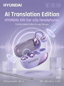 HYUNDAI X01/SU7 Wireless Bluetooth Earbuds AI Smart Translation Version Wireless Bluetooth Clip-On Earbuds Roland Purple With Snowflake/Butterfly/Tassel Luxury Ear Accessories - View 15