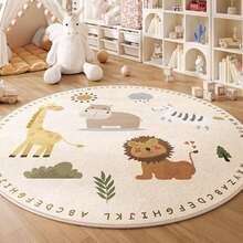 1 stuk ronde cartoon schattige dierentuin patroon vloerkleed, woondecoratie vloerkleed, pluizig comfortabel vloerkleed, woonkamer vloerkleed, slaapkamer vloerkleed, bankzitting vloerkleed, kleedkamer vloerkleed, studeerkamer vloerkleed, Ins-stijl vloerkleed, woondecoratie vloerkleed, slaapkamerdecoratie, klein vloerkleed, creatief modieus vloerkleed, woonkamer klein vloerkleed, buiten vloerkleed, wasbaar vloerkleed - Veel kleurig - Bekijken 3