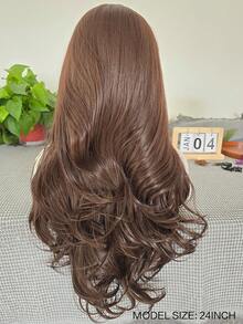 websterwigs Long Brown Wave Wigs For Women Synthetic Hair Side Part Light Brown Curly Natural Wave Brunette 13X4 Lace Front Wig Daily Party, Halloween - Multicolor - View 9