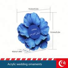 TX 2D Floral Acrylic Table Reserved Sign, Arabic Text Bride's Side Family Reserved Card, Muslim Henna Bride Party Wedding Reception Table Decor - Multicolor - View 16