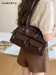 Women's Underarm Bag Spring/Summer New Fashion Tote Bag, Versatile Large Capacity Multi-Pocket Commuter Bag, Suitable For Music Festivals, Parties, Banquets, And Gifts - Coffee Brown - View 3