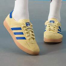 Adidas Originals GAZELLE INDOOR Comfortable Versatile Thin Sole Low-Top Sneakers Unisex Yellow Blue - Yellow and Blue - View 2