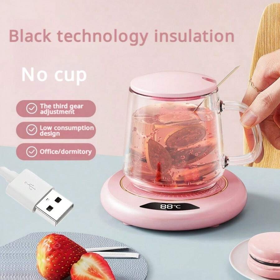 SOKANY 1 buah Alas Pemanas Cangkir Suhu Konstan Pintar, Penghangat Cangkir Kopi, Bertenaga USB, 3 Pengaturan Suhu (55-75℃), Mulai Sekali Sentuh, Mati Otomatis 8 Jam, Cocok Untuk Menghangatkan Kopi/Susu/Telur/Roti Lapis/Teh