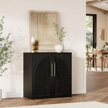 strundghti 2pcs Farmhouse Arched Sideboard Buffet Cabinet – Wood Storage Credenza With 2 Adjustable Shelves, Anti-Tip Safety Kit, Media Console For Living Room, Kitchen Coffee Bar, Bedroom - Black - View 9
